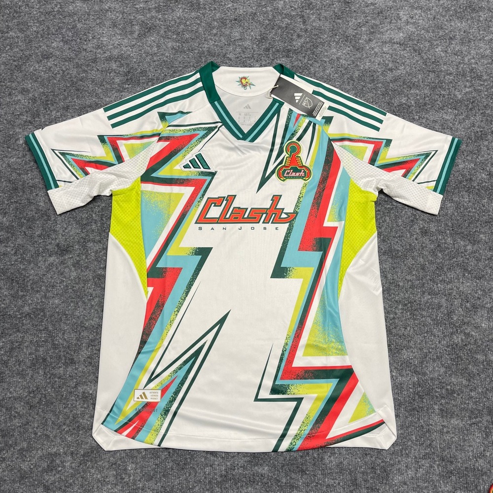San Jose Earthquakes Jersey Men Medium White Clash Retro Authentic Third Kit NEW